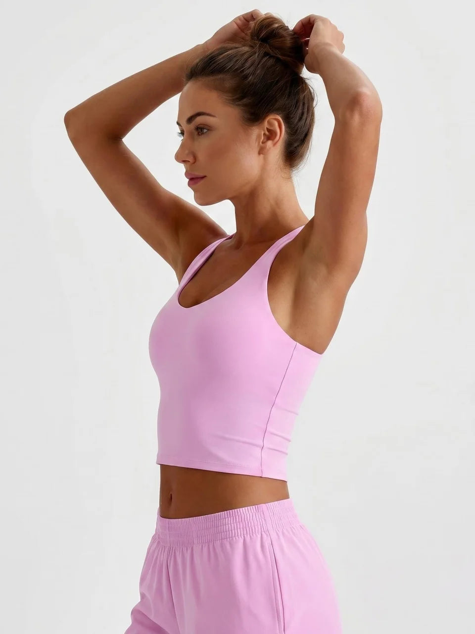 Longline Yoga Tank Top with Built in Bra Women Quick Dry Gym Camisole Workout Shirts Soft Slim Fit Sports Vest Athleisure