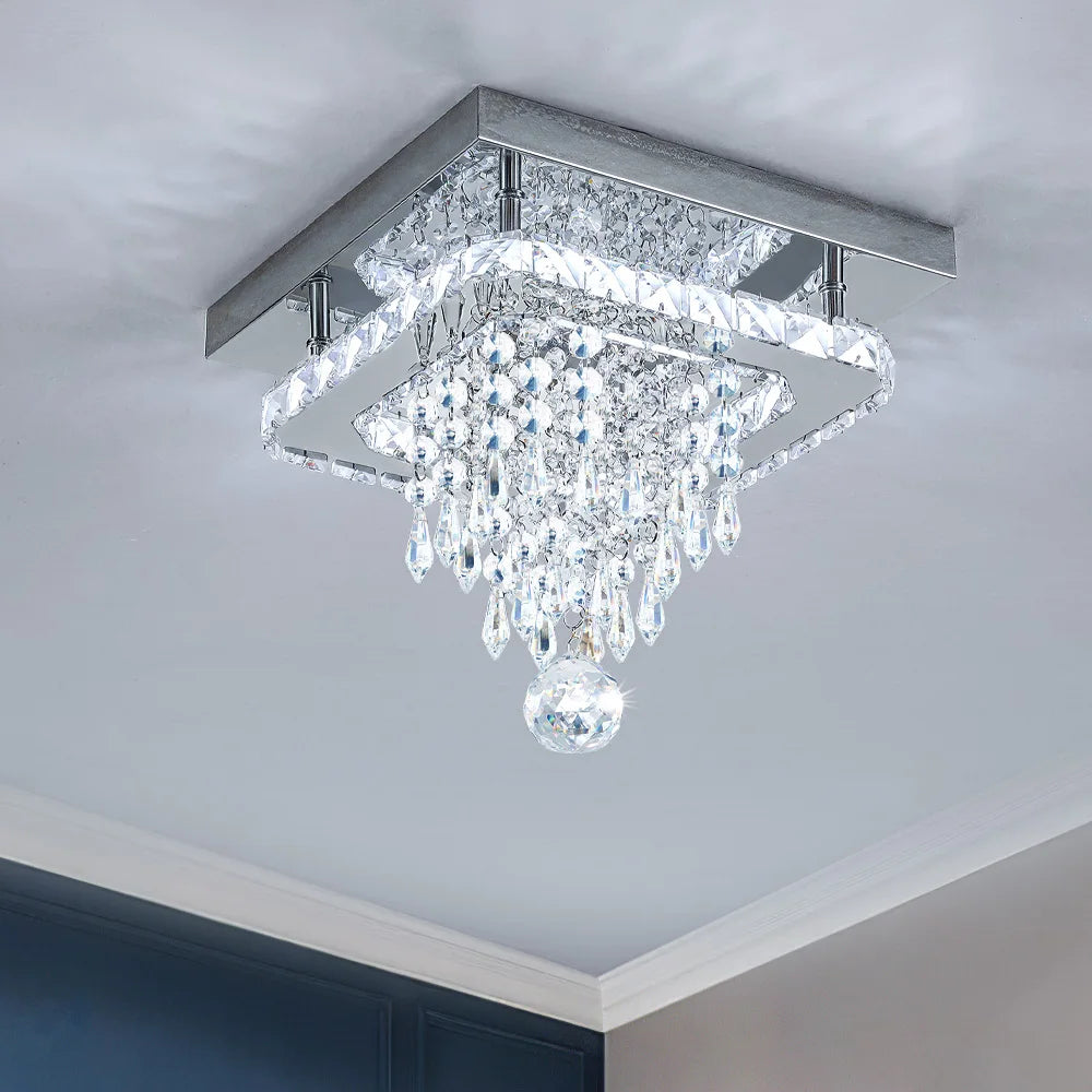 Voltsify Modern Crystal Ceiling Light with Droplets for Living Rooms, Bedrooms and Nurseries