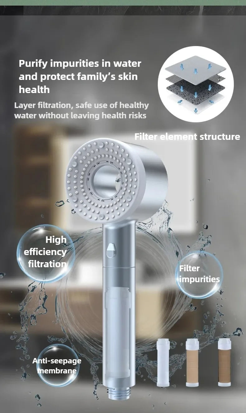 5 Modes Shower Head High Pressure Showerhead Portable Filter Rainfall Faucet Tap Bathroom Bath Home Bathroom Accessories