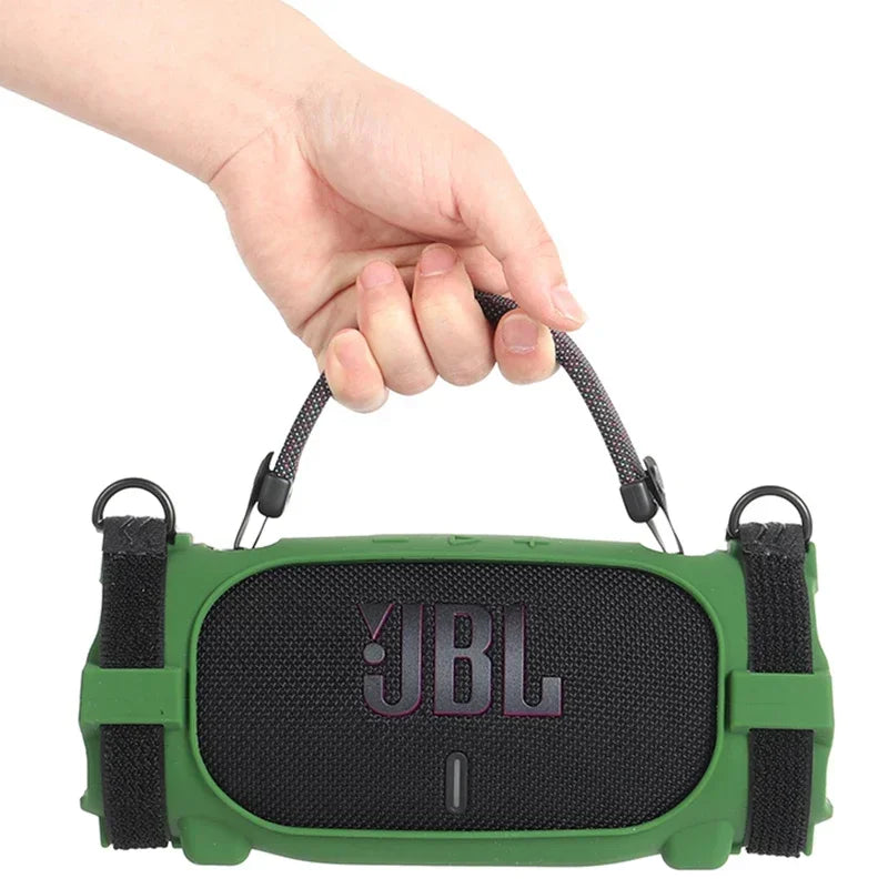 Newest Soft Silicone Case Cover Skin With Strap Carabiner for JBL Charge 6 Portable Waterproof Wireless Bluetooth Speaker