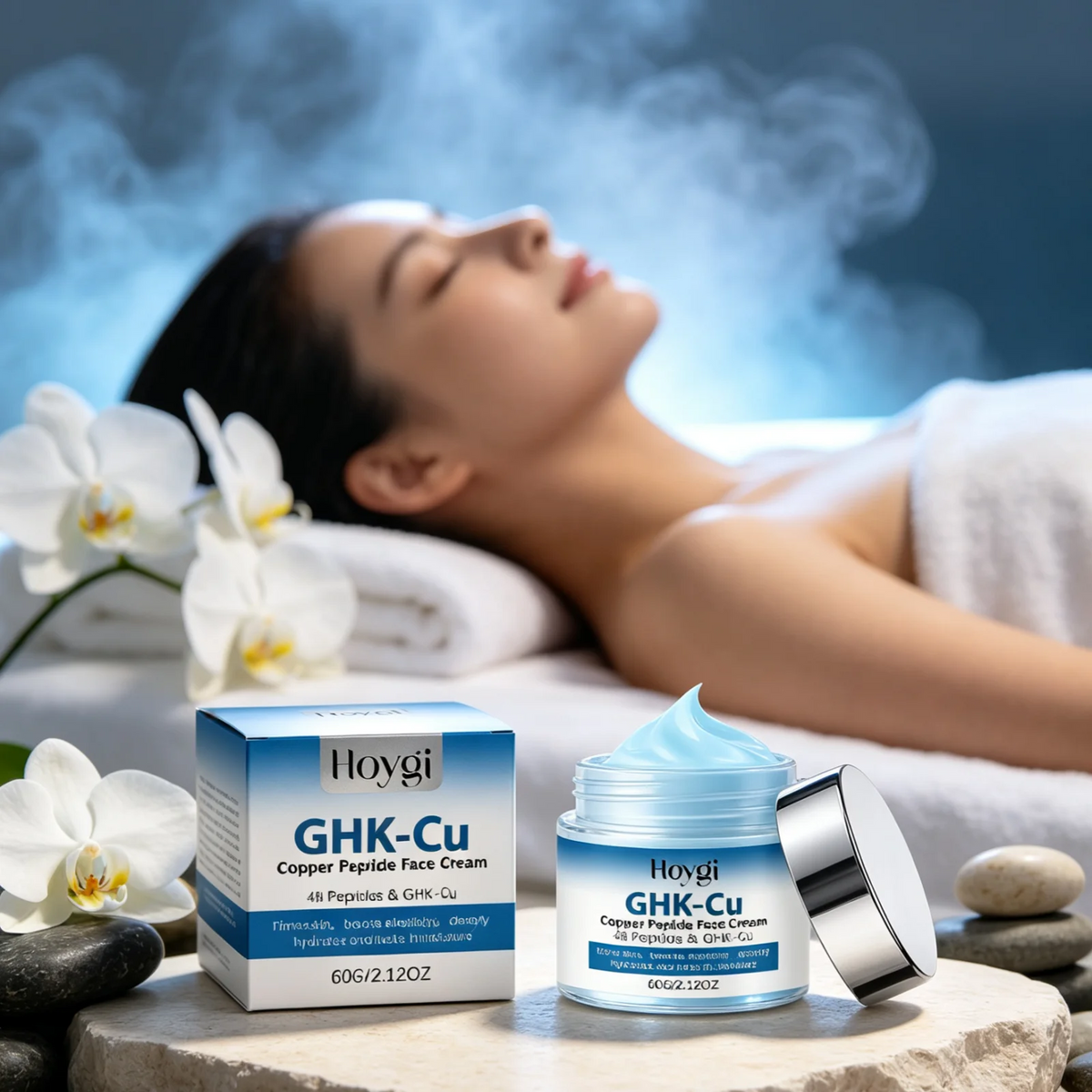 Hoygi Copper Peptide Face Cream Deep Hydration Firming Skin Plump Younger Looking Skin Tightening Anti Aging Facial Moisturizer