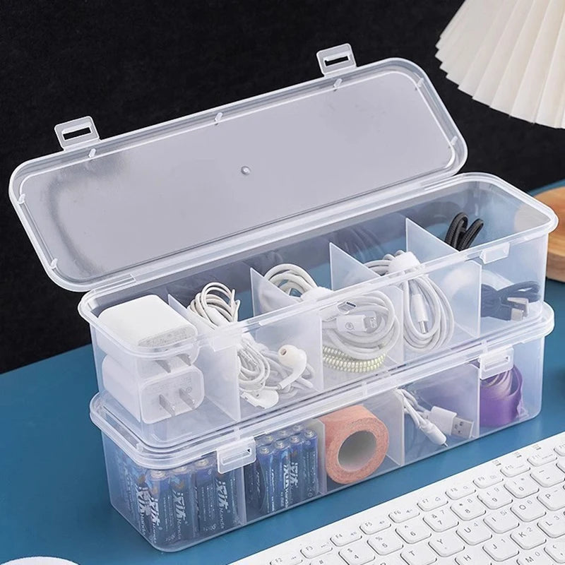 See-Through Charge Cable Organizer Box Data Cable Management Box USB Storage Box Small Desk Accessories Organizer And Storage