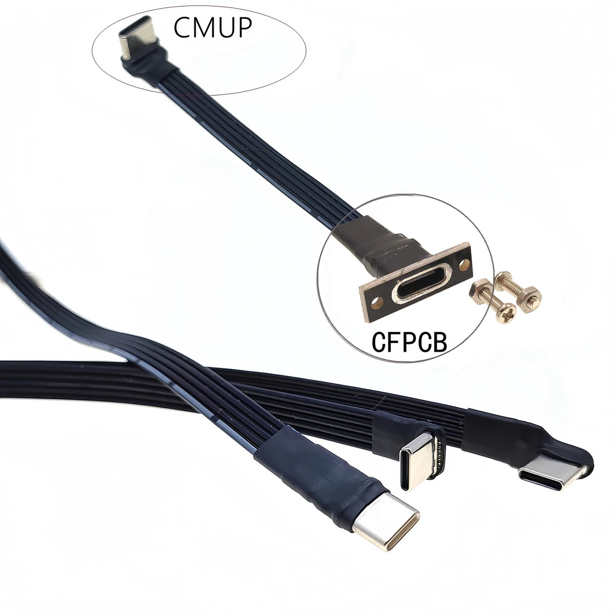 20CM 30CM 10CM 5CM USB 2.0 Type-C Flat Cable Extension FPC Cable USB 2.0 USB-C 90° Up/Down Angled Plug 5CM-1M
