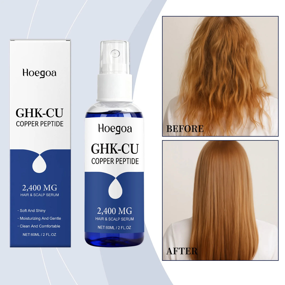 Copper Peptide Hair Scalp Serum Deep Nourishment Gloss Repair Moisturizer Lightweight For Dry Damaged Split Ends Hair Care Spray