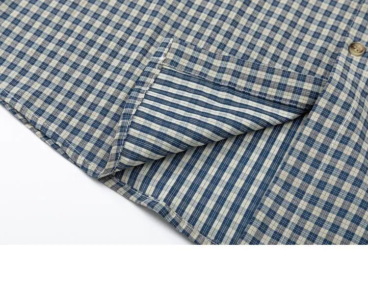 Sycpman American Style Retro Contrast Checkered Short Sleeved Shirts for Men and Women Trendy Loose Casual Shirt