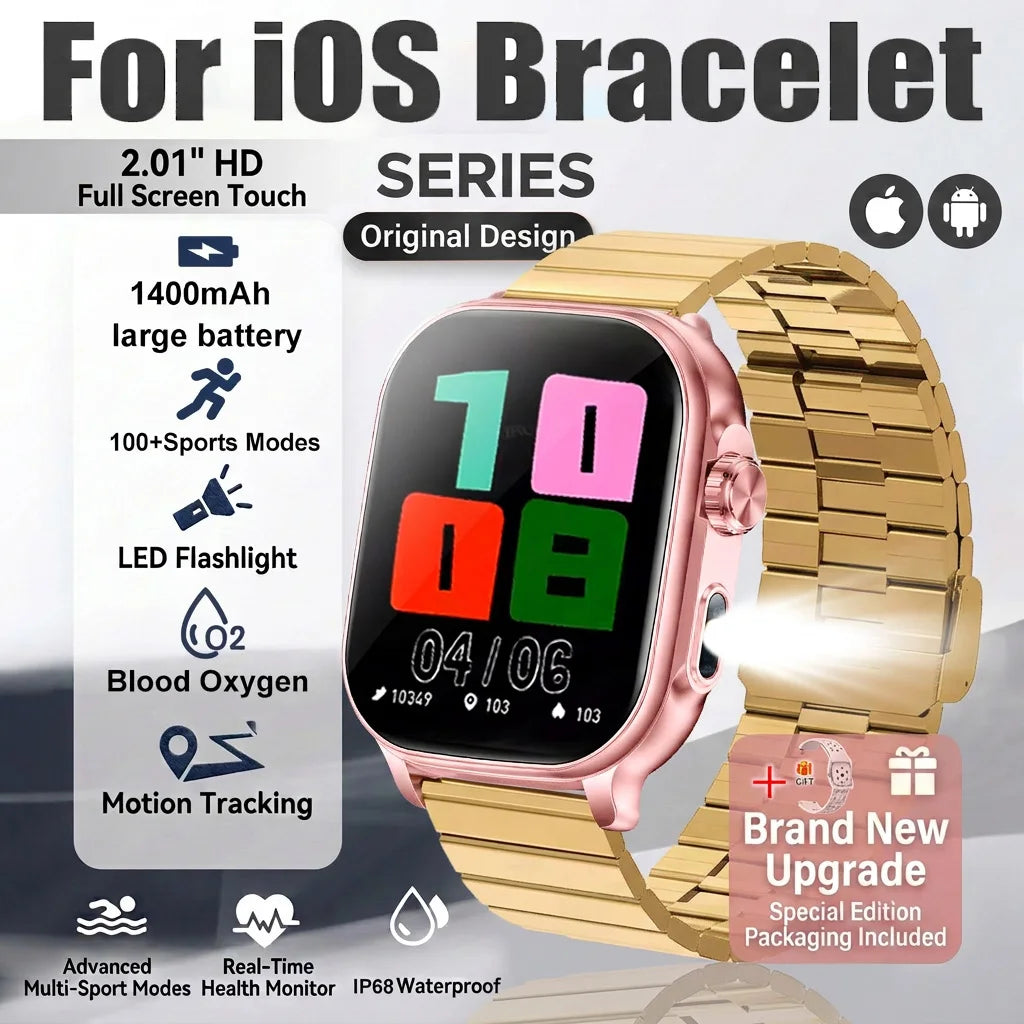 New1400mAh Military Grade Smart Watch 600 hours Battery Life 5ATM Waterproof BT Call Alert LED Flashlight 100+Sports Watches Men