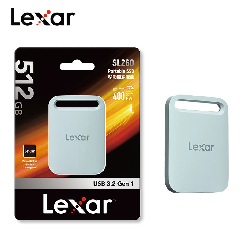 Lexar Portable Solid State Drive SL260X USB3.2 Type-C PSSD 512GB 1TB External Hard Drive Max 390Mb/s Read 400Mb/s Write SSD Disk