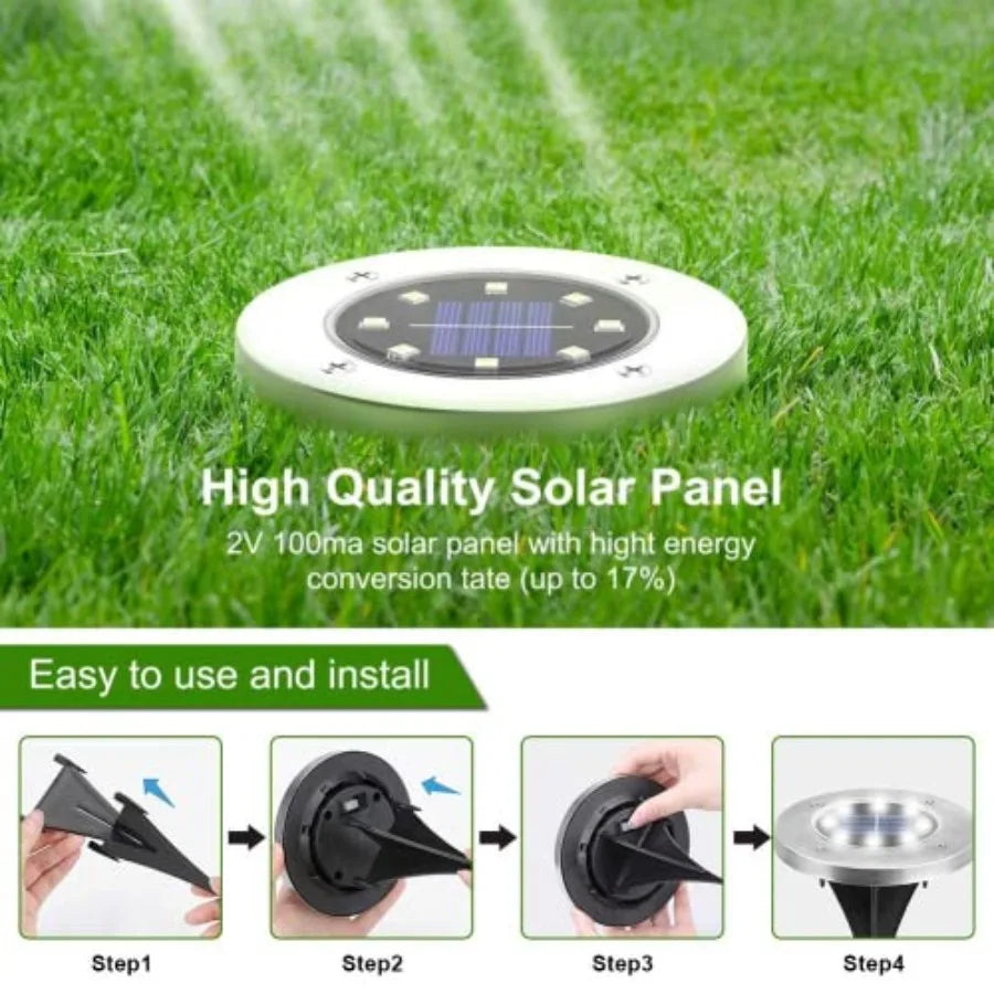 Solar Ground Lights, Waterproof Solar Garden Lights, Upgraded Outdoor Garden Waterproof Bright in-Ground Lighting, Landscape Li