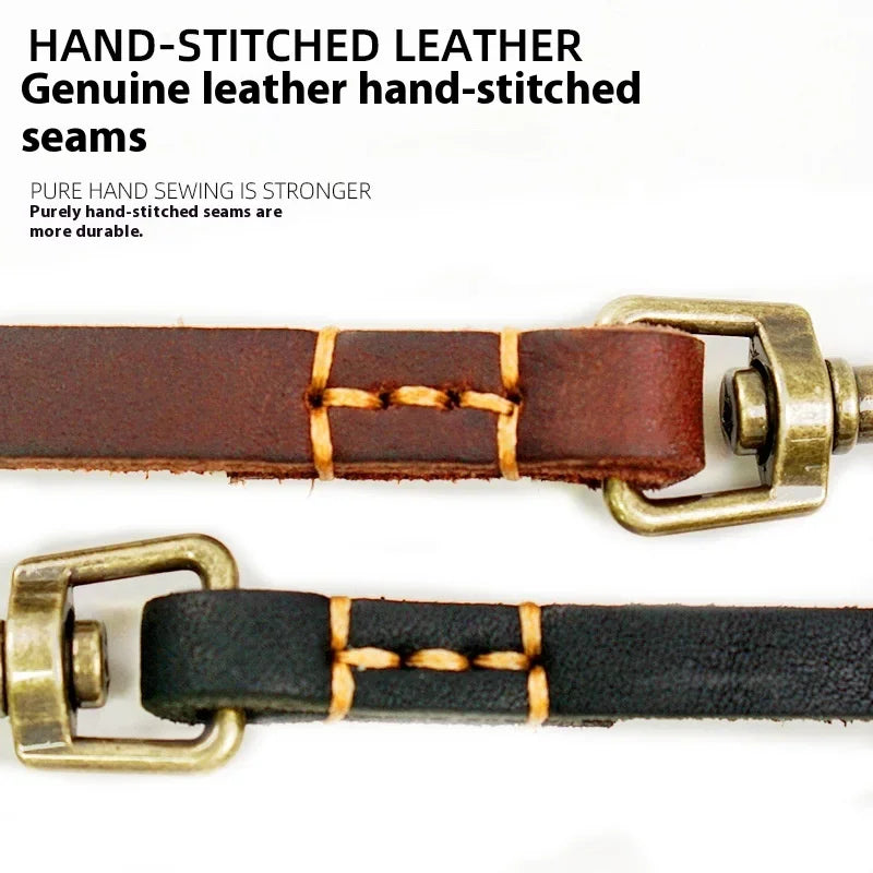 2025 New Top Grain Leather Dog Leash Genuine Cowhide Traction Rope Durable Pet Tether for Small to Medium Sized Pets