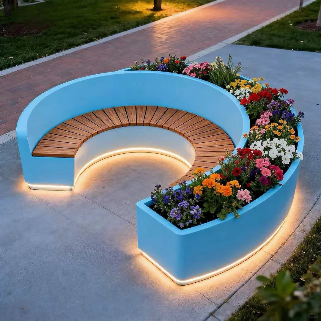 *Custom-made Fiberglass Curved Benches, Outdoor Furniture, Shopping Mall Curved Seating, Hotel and Park Lounge Sofas