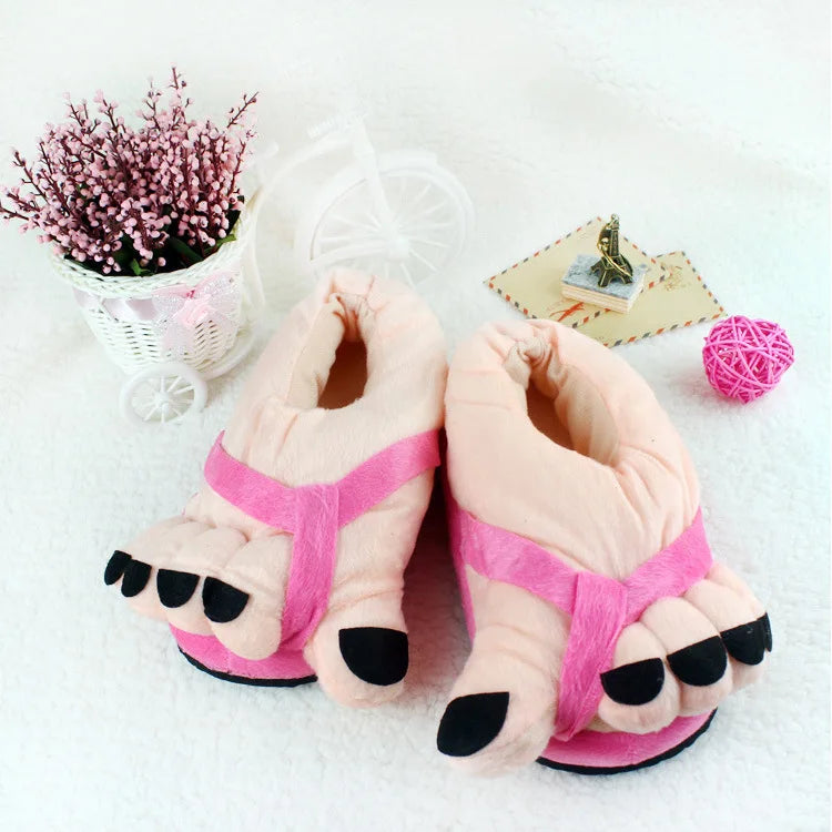 Winter Funny Slippers for Men Women Cute Home Shoes Big Foot Furry Slippers Unisex Indoor Boys Man Fuzzy Five Finger Slippers
