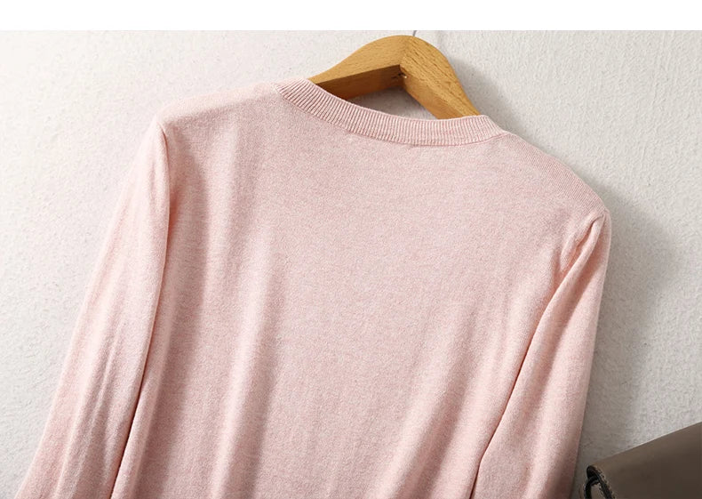 SuyaDream Woman Basic Sweaters Silk and Cashmere Blend O neck Pullovers Solid Sweaters 2024 Fall Winter Bottoming Shirts