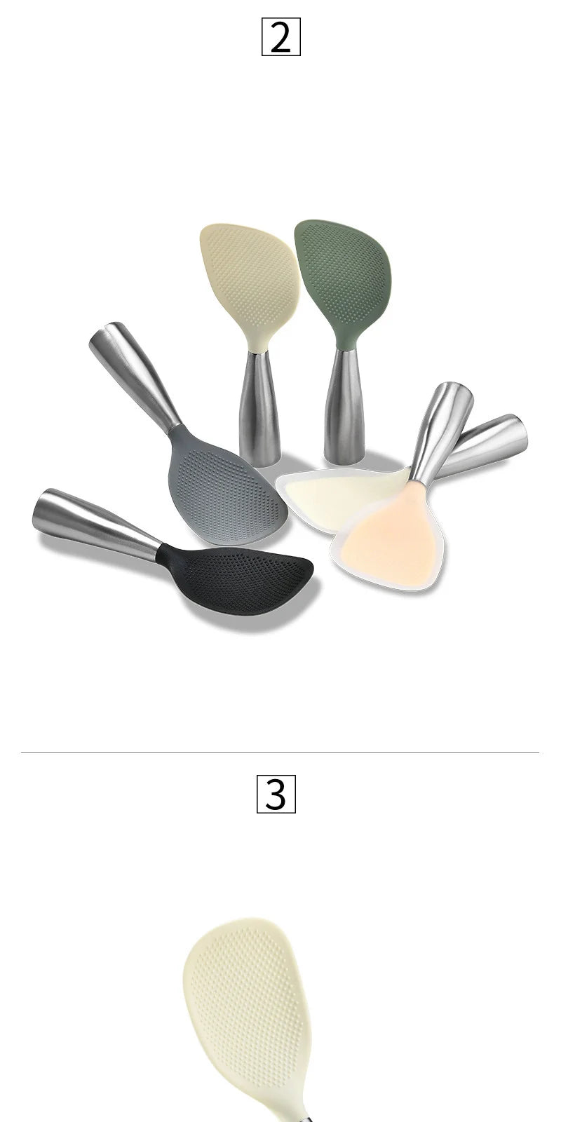 1Pcs Silicone Spoon Non-stick Cooking Spoon Anti-scalding Pot Rice High-temperature-resistant Spoon Durable Kitchen Gadgets