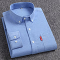 100% Cotton Men's Oxford Shirts Long Sleeve Solid Color Turn Down Collar Regular Fit Daily Men Clothing Button-down White Shirt