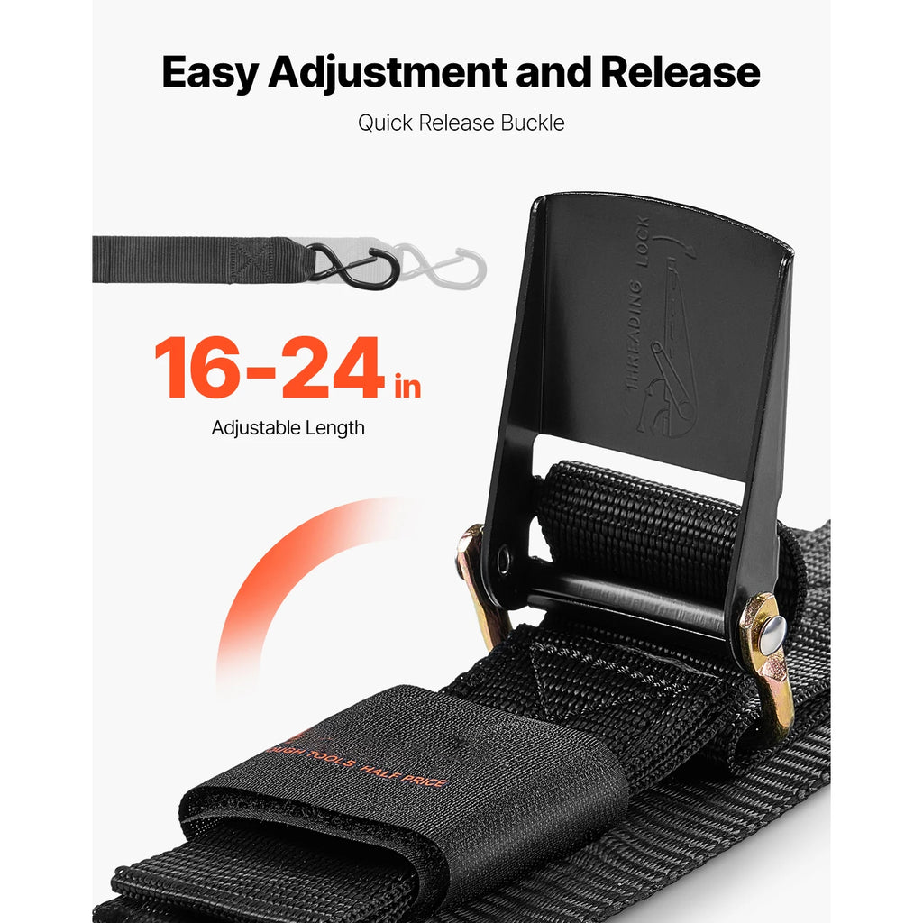 SucceBuy 2pcs 2/4ft Retractable Ratchet Straps with S Hooks 2in Cargo Ratchet Tie Down Luggage Belt Strap for Trailers Vehicles