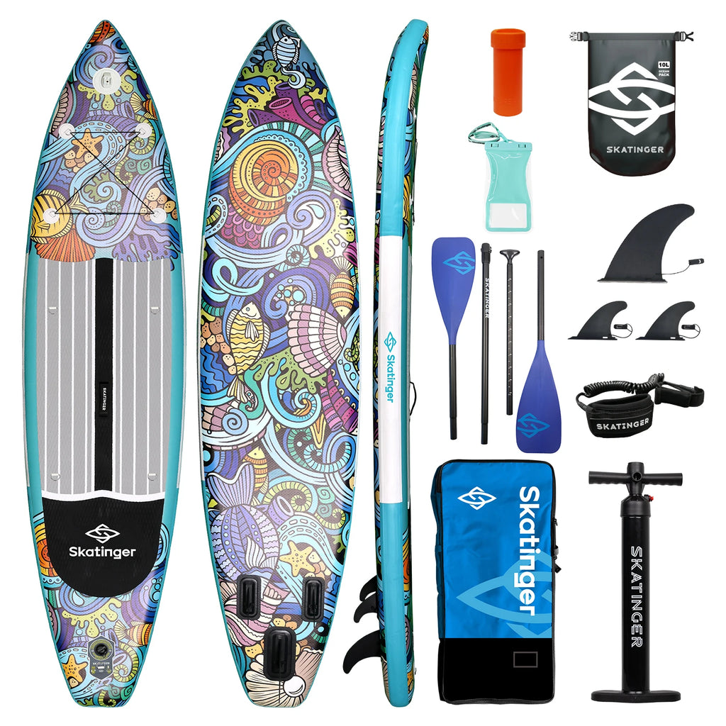 SKATINGER SUP Waterproof Inflatable Paddle Board 11'6"x32"x6" Standing Style Aquatic With Fishing Accessories SUB Board