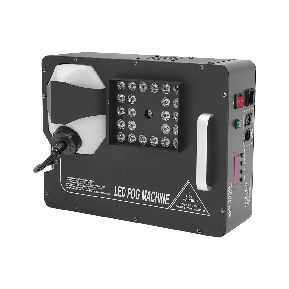 24led 1500w Column Smoke Generator 3-in-1 with Built-In Power Adapter 16.54*12.6*9.45 in Fog Smoke Machine with Remote Control Seven Light Colors 0.53 Gal Oil Tank for Wedding Haunted Houses Halloween Parties Christmas Clubs