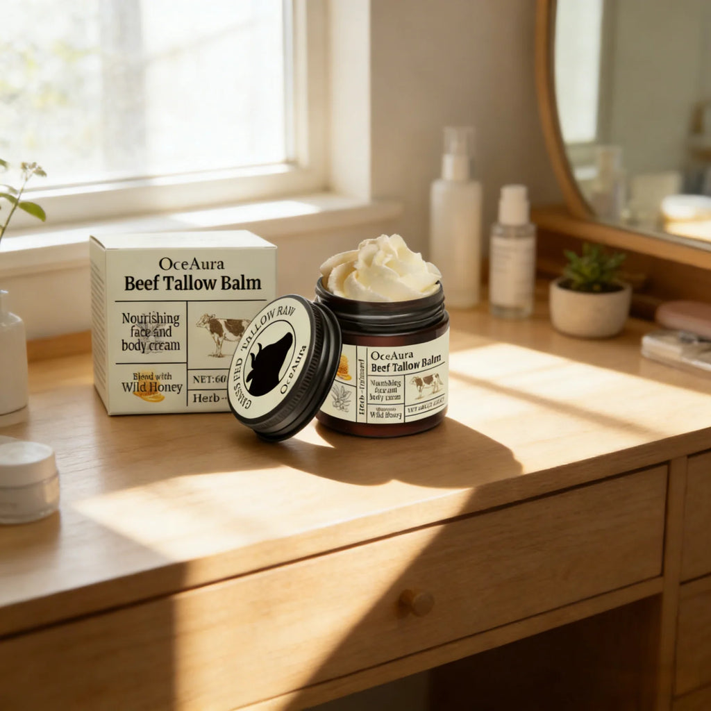 OceAura Beef Tallow Balm Deep Moisturizing Nourishing Brightening Skin Long-Lasting Fragrance Refreshing Care Face Body Lotion