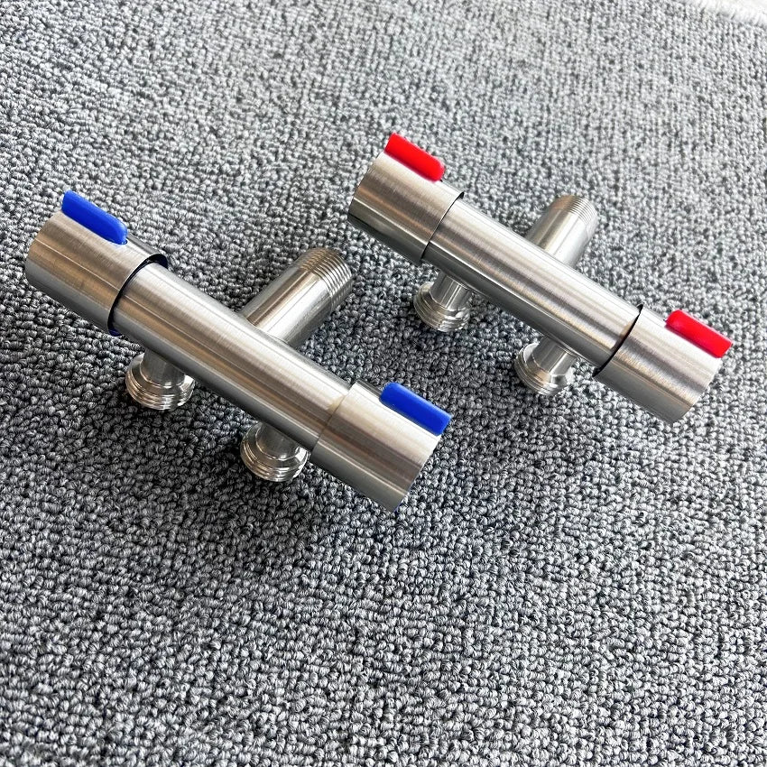 Double Handle Stainless Steel Faucet Bathroom Washing Machine Faucet Dual Use Angle Valve Inlet Valve Accessories