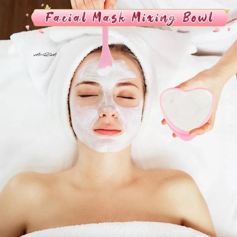 3/6 Sets Heart-Shaped Facial Mask Mixing Bowls with Scraper - Plastic DIY Skin Care Tools for Family And Salon Use