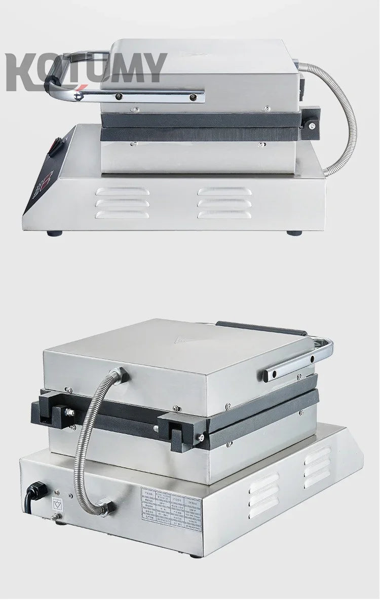 Industrial Stainless Steel Non-Stick Belgian Waffle Maker Four Grid Electric Baking Tray Heating Both Grain Processing Machinery
