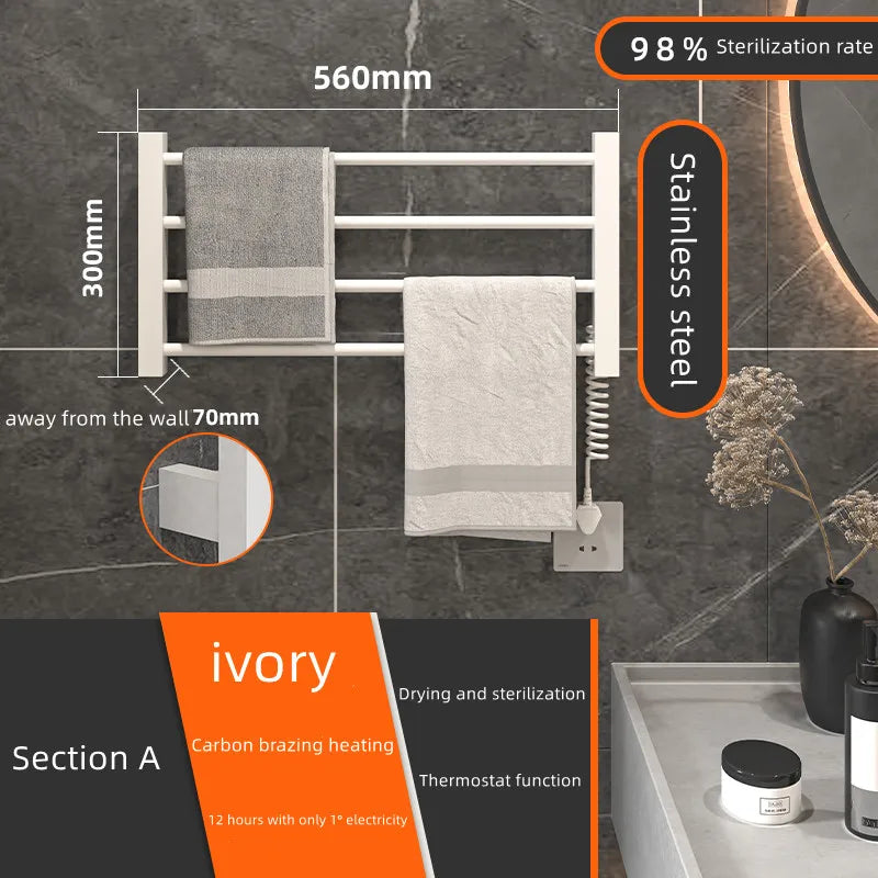Bathroom Accessories; Stainless Steel Towel Dryer with Digital Display Temperature Control Electric Heated Towel Rack.