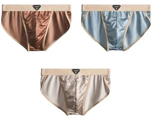 Men's Briefs Ice Silk Satin-like Briefs Men's Underpants Summer Breathable Quick Drying Panties Sexy U Pouch Underwear