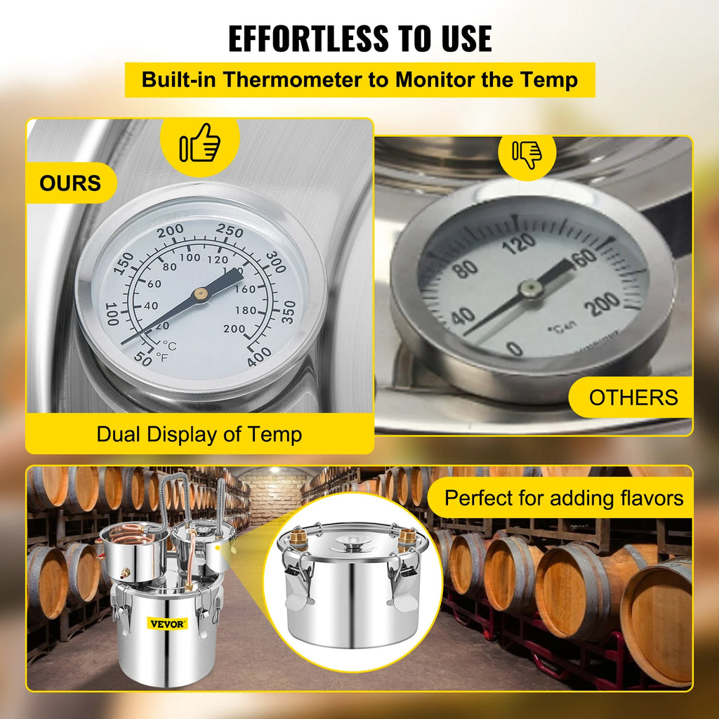 SucceBuy 50L Alcohol Water Distiller Bottle DIY Moonshine Equipment Stainless Steel Brewing Machine for Whisky Wine Dispenser