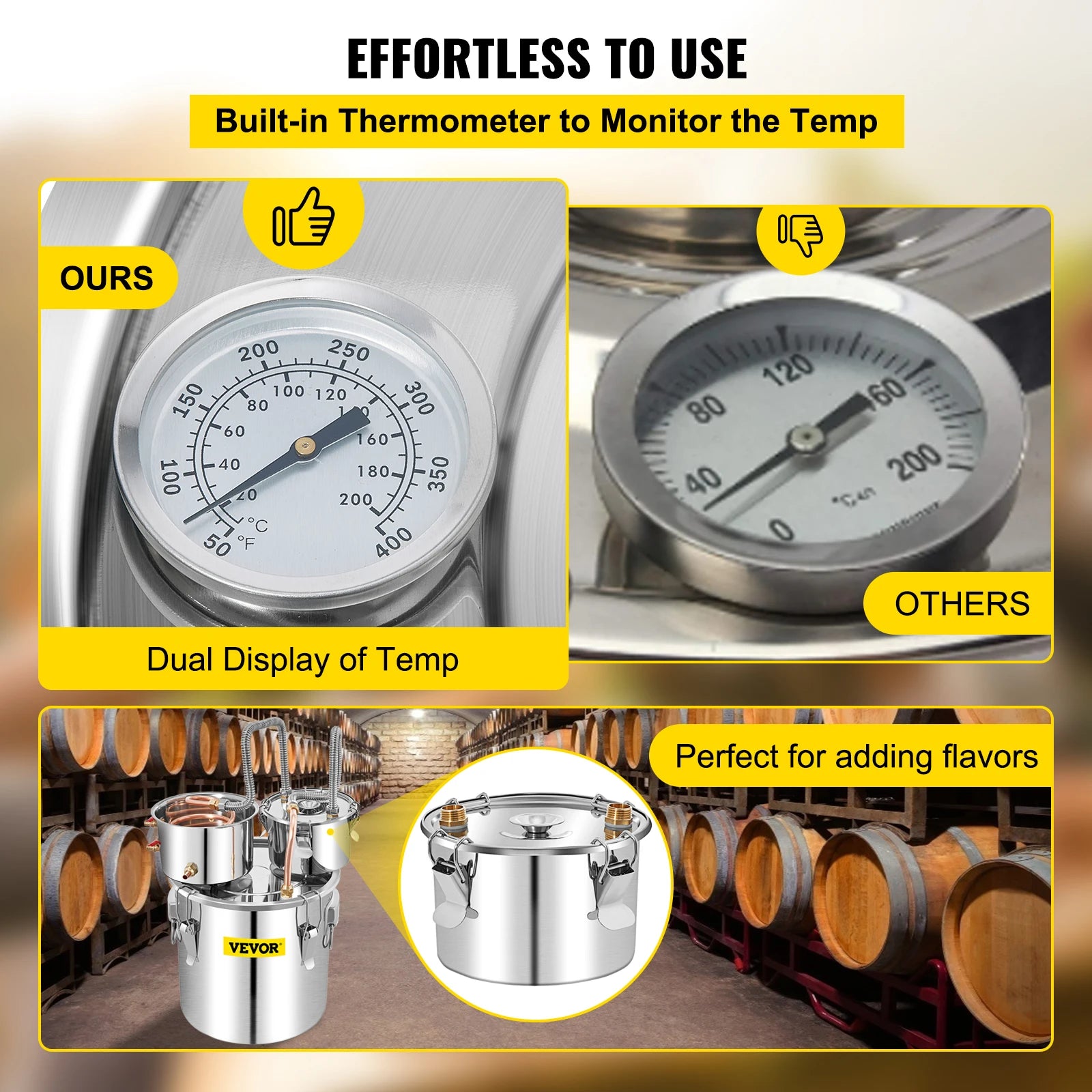 SucceBuy 50L Alcohol Water Distiller Bottle DIY Moonshine Equipment Stainless Steel Brewing Machine for Whisky Wine Dispenser