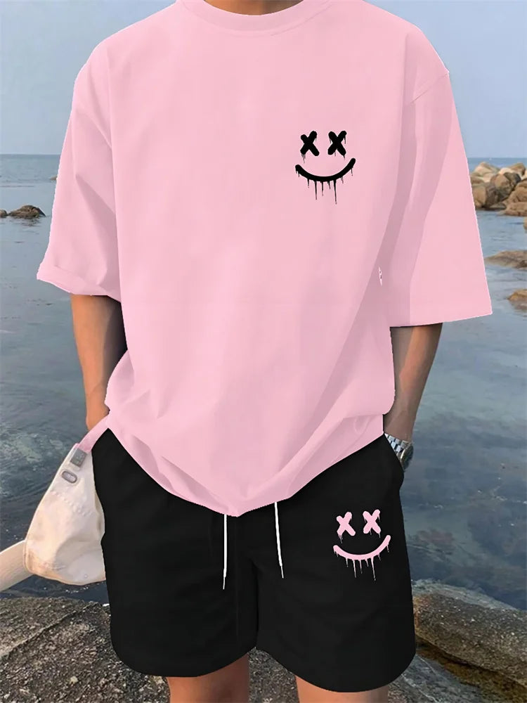 Summer Daily Casual Men's Short Sleeve Shorts Package Urban Street Men's Fashionable T-shirt Outdoor Sports Men's Shorts