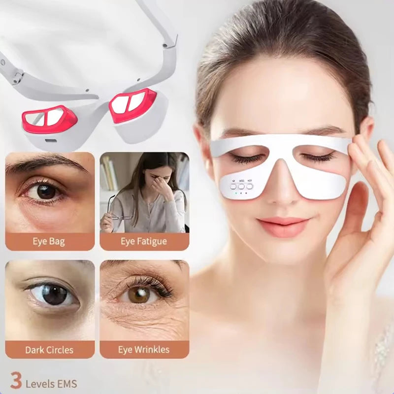 Smart Eye Massager 3D Red Light Eye Fatigue Dark Circles Relaxing Under-Eye Glasses Massage Beauty Machine