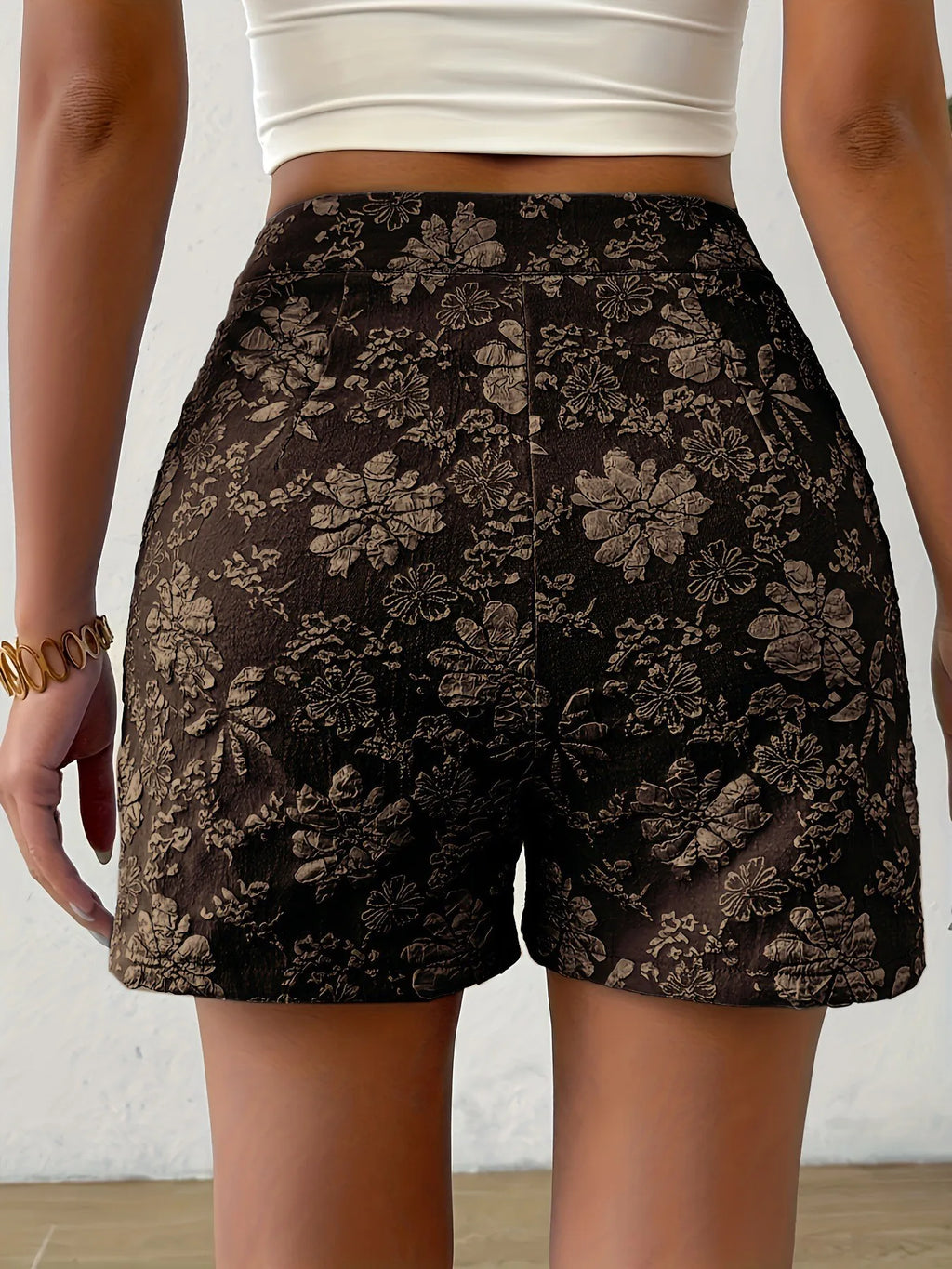 Women's Retro Jacquard High Waist Straight Shorts Summer Breathable Street Casual Hot Pants Versatile Bottoms for Daily Vacation