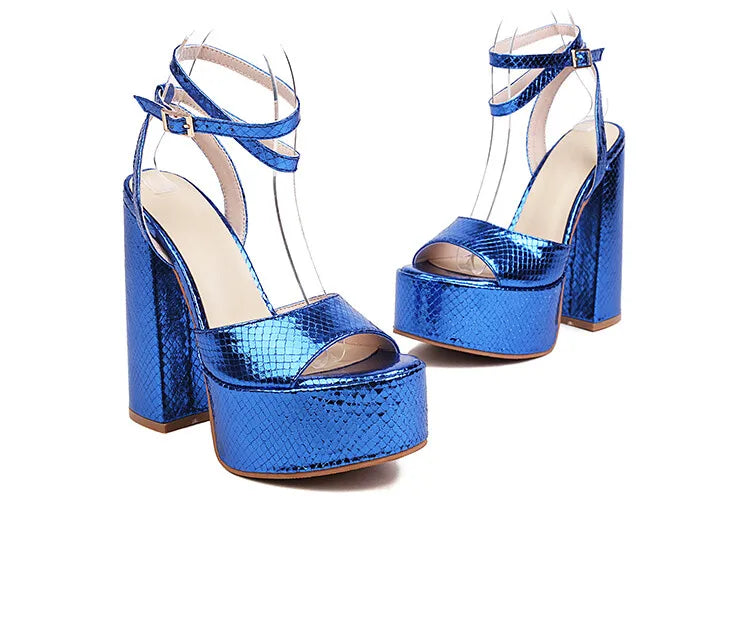 Big Size Oversize Large Size Sandals for Women and Ladies | Thick-Soled Thick Heeled Super High Heeled Sandals for Banquet Weddi