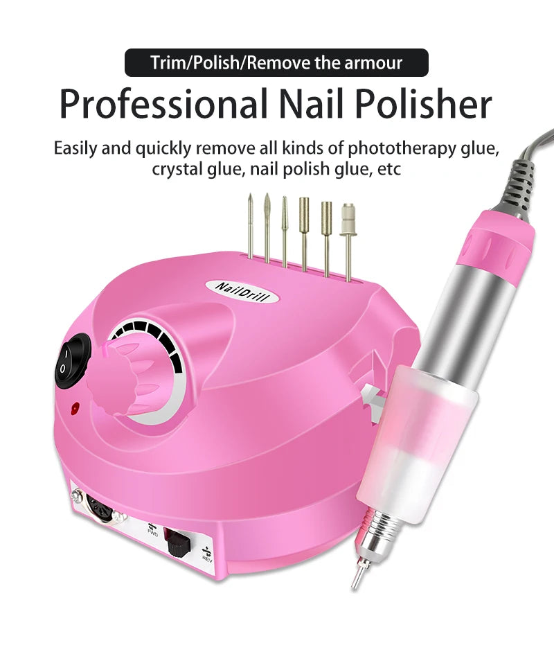 35000RPM Electric Nail Drill Professional Manicure Machine Nail Sander Set Nail Drill Bit Portable Nail Salon Polisher Equipment