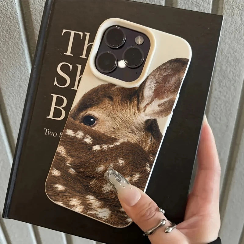 Close-Up Sika Deer Illustration Pattern TPU Case for iPhone 17 Pro Max 16 15 14 13 12 11 Plus Stylish TPU Soft Cover Funda Coque