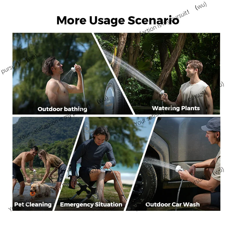 Outdoor camping shower portable, unpackaged, electric shower pump, IPX7 waterproof