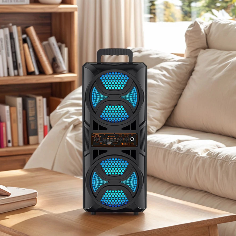 Bluetooth-Compatible Speaker Wireless Stereo Speaker with Double Subwoofer Deep Bass Lights Outdoor Speaker for Home Party Gift