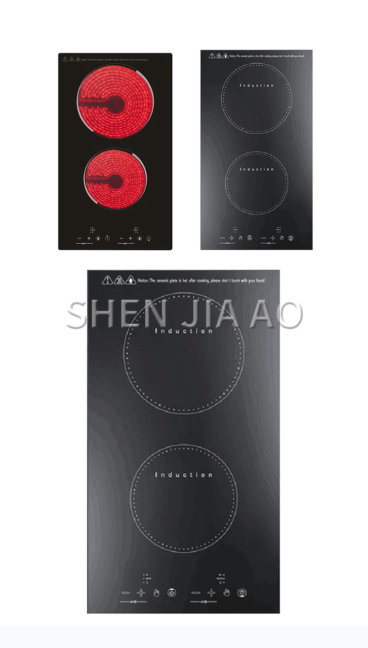 Kitchen 2 Rings Ceramic Cooker Induction Cooktop Double Electric Cooker Hob Heating Cooker Electric Stove Vertical Cooking Plate