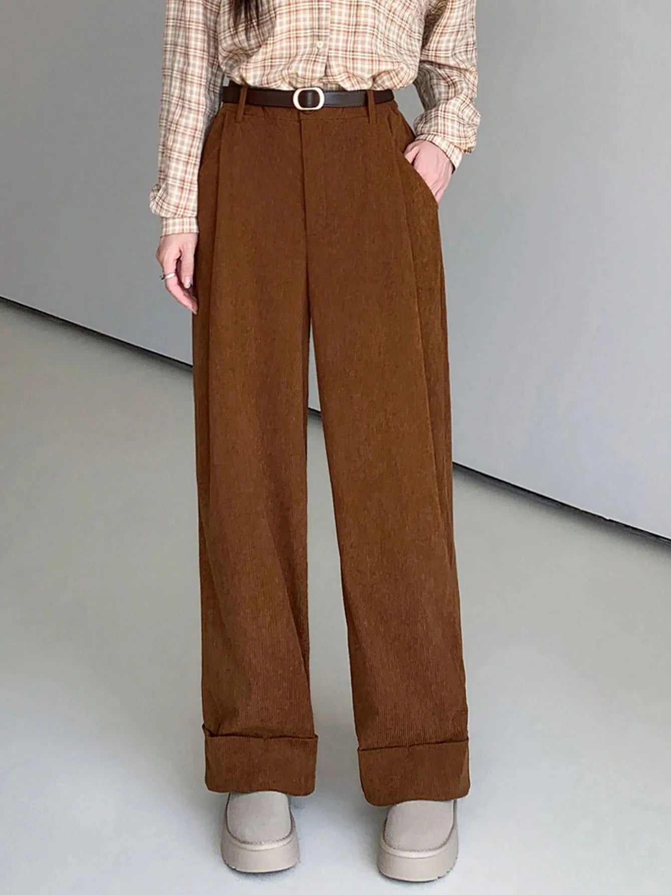 Loose and Lazy Elastic Waist Slimming Wide-leg Casual Pants, Trendy and Versatile Autumn Wide-leg Pants for Short Women