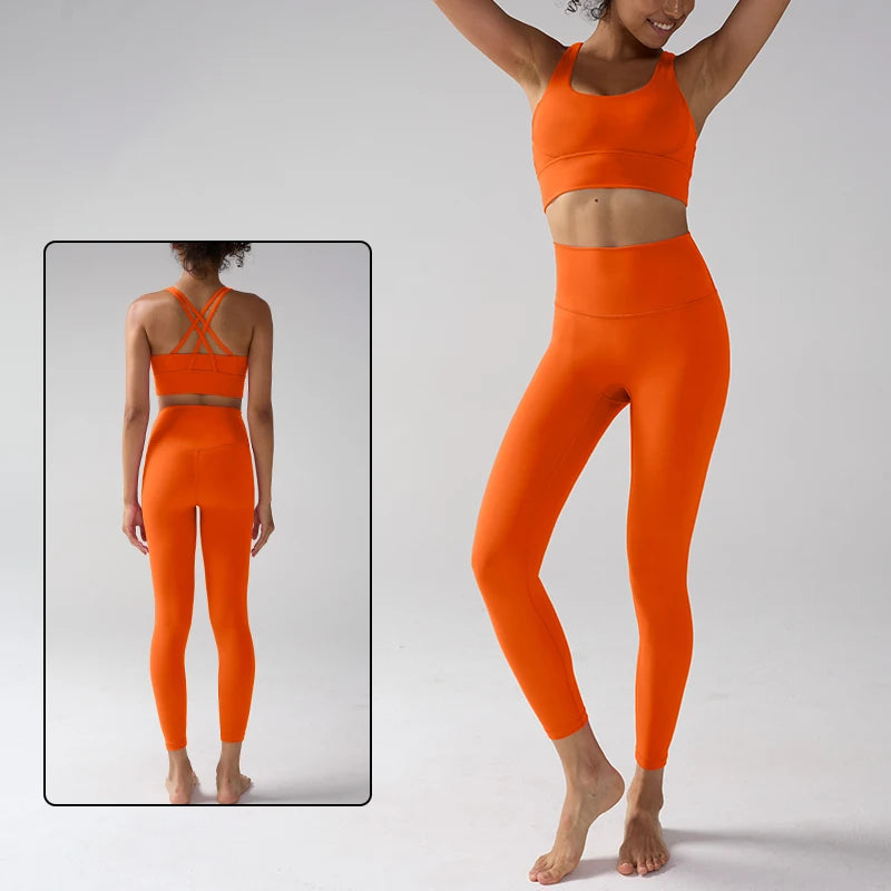 Women's Yoga Set Workout Set 2 Piece High Waist Yoga Leggings Sports Bra Gym Suit Activewear Sports Fitness Set Sports Suit
