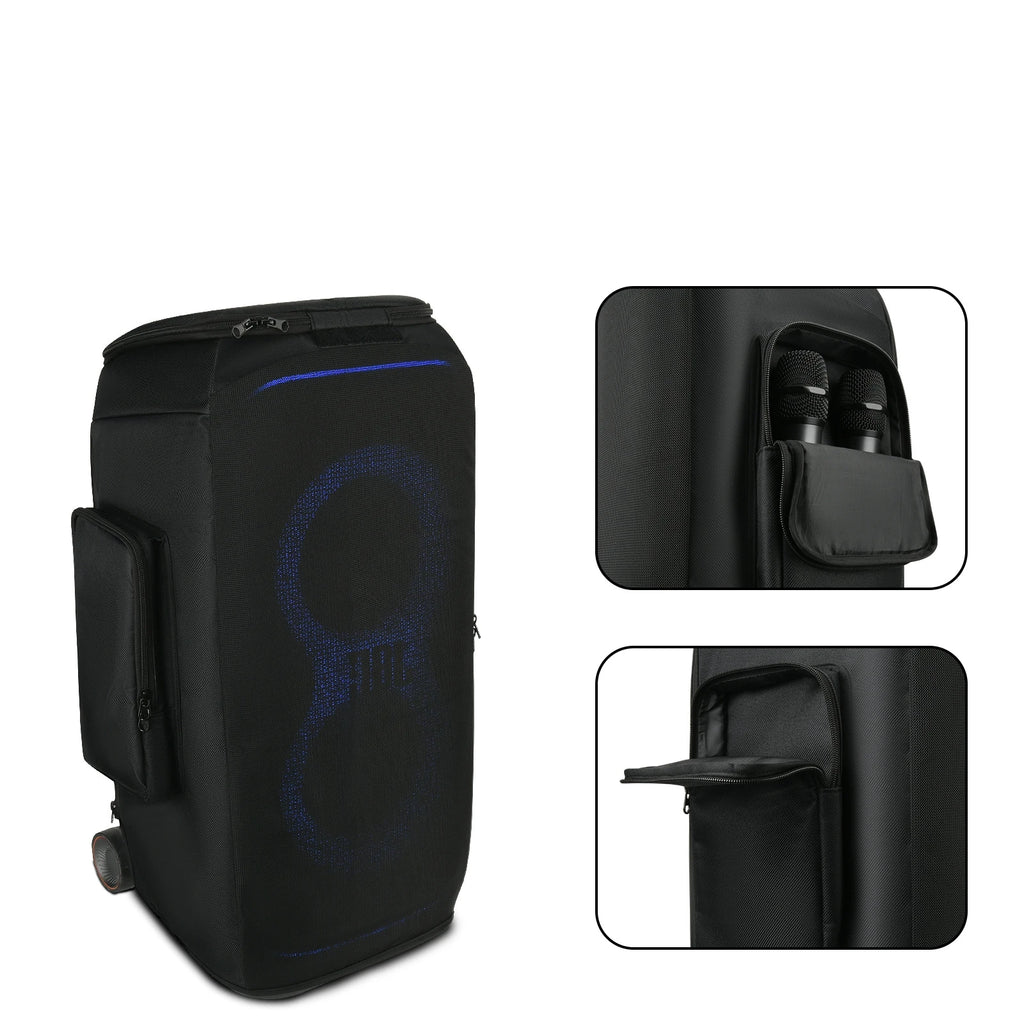For JBL PARTYBOX STAGE 320 Speaker Case Double Pocket Nylon Mesh Sound Cover