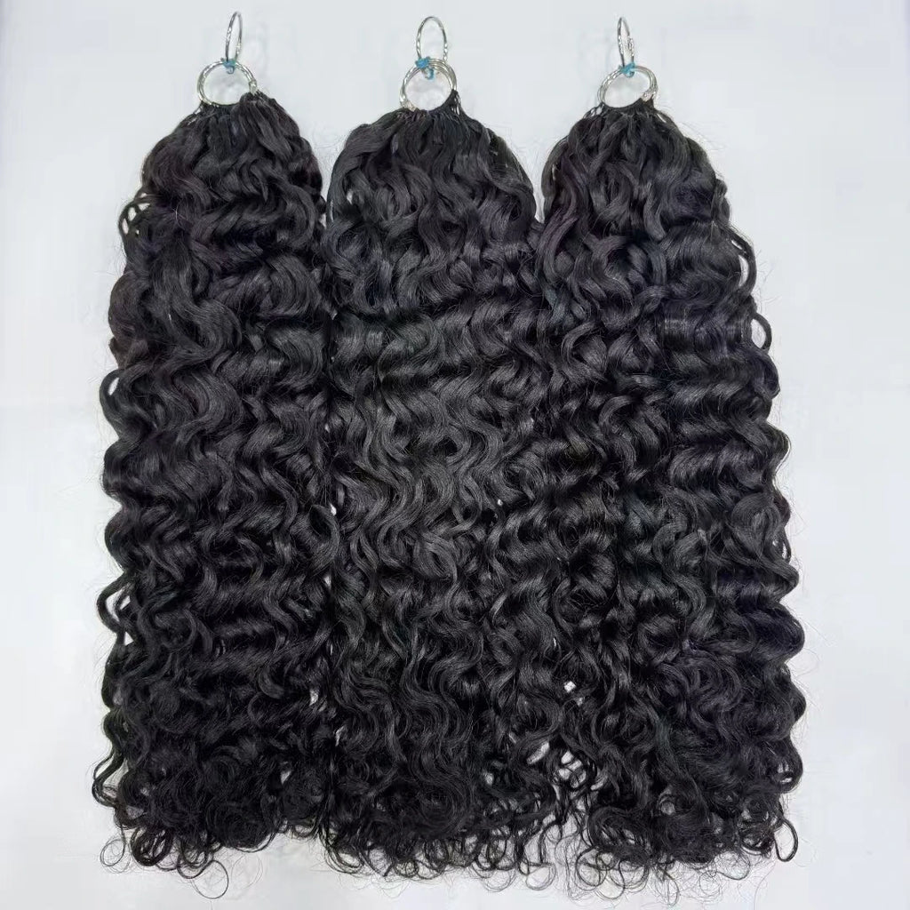 NABI Pre-Separated Crochet Human Hair Bundle Miracle Knots Braiding 14-18inch Water Wave Curly Human Hair for Women