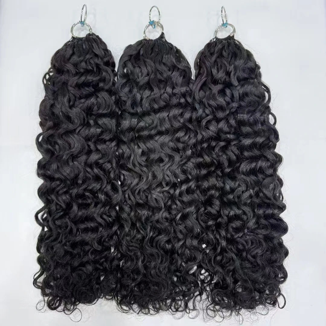 NABI Pre-Separated Crochet Human Hair Bundle Miracle Knots Braiding 14-18inch Water Wave Curly Human Hair for Women