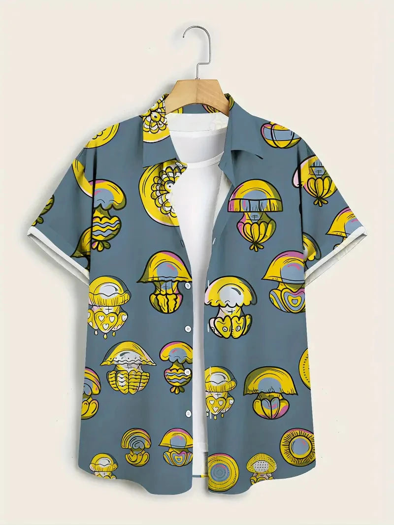 Cartoon Animal Duck Hawaiian 3D Print Shirts Men's Summer Short Sleeve Cute Banana Beach Shirts Blouse Men Clothing Unisex Tops