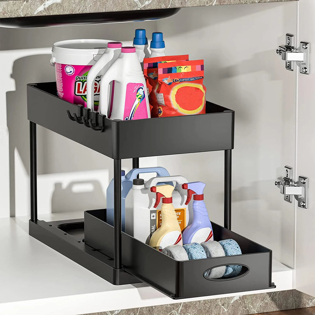 2 Tier Under Sink Organizer Kitchen Organizer Cabinet Storage Rack Multipurpose Rack Under Sink Storage for Bathroom Kitchen