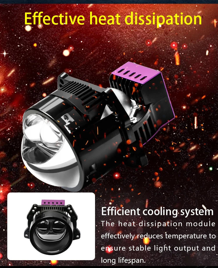 2 12V/24 100W 6000K dual laser LED projection lenses fog lights high beam and low beam waterproof automotive parts universal