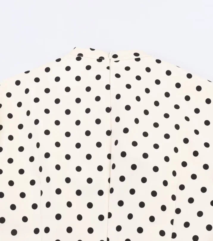 Elegant Lace-up Polka Dot Mini Dress Lady Chic Short-sleeved Waist Cinching Slim A-line Vestidos 2026 Women Evening Party Gowns