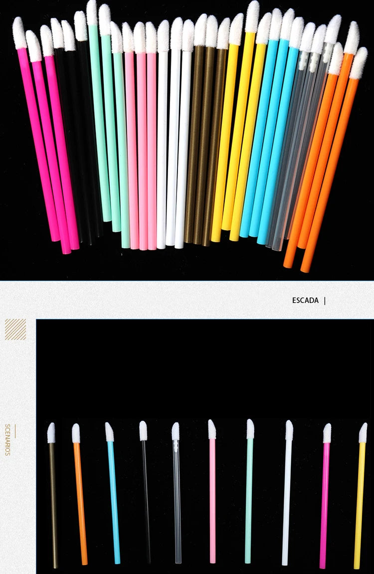 50 Pcs Disposable Lip Brush Makeup Tools Hollow Lip Wands Nylon Lip Gloss Stick Applicator Lipstick Wands Set Cosmetic Tools