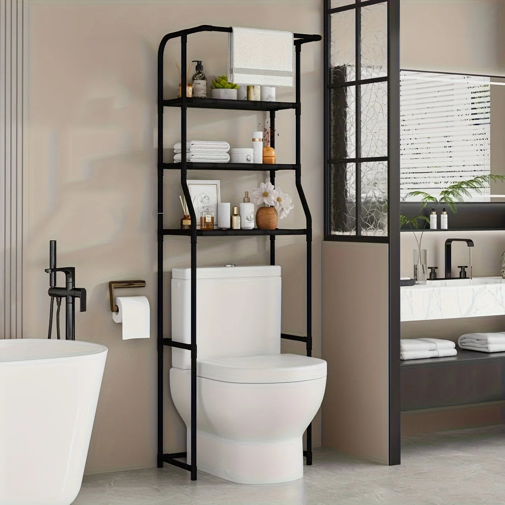 Bathroom Toilet Storage Rack Multi-Layer Metal Shelf With Toilet Paper Holder Balcony Washing Machine Storage Organizer