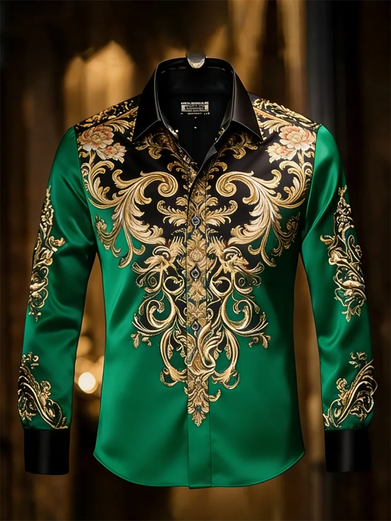 New 11 color men's 3D printed long sleeved shirt with high-quality and casual long sleeved collar top